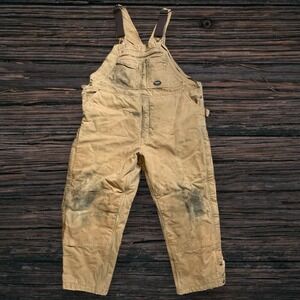 Thrashed Walls Blizzard Pruf Ultra Overalls Bib Tan Insulated Canvas 2XL READ